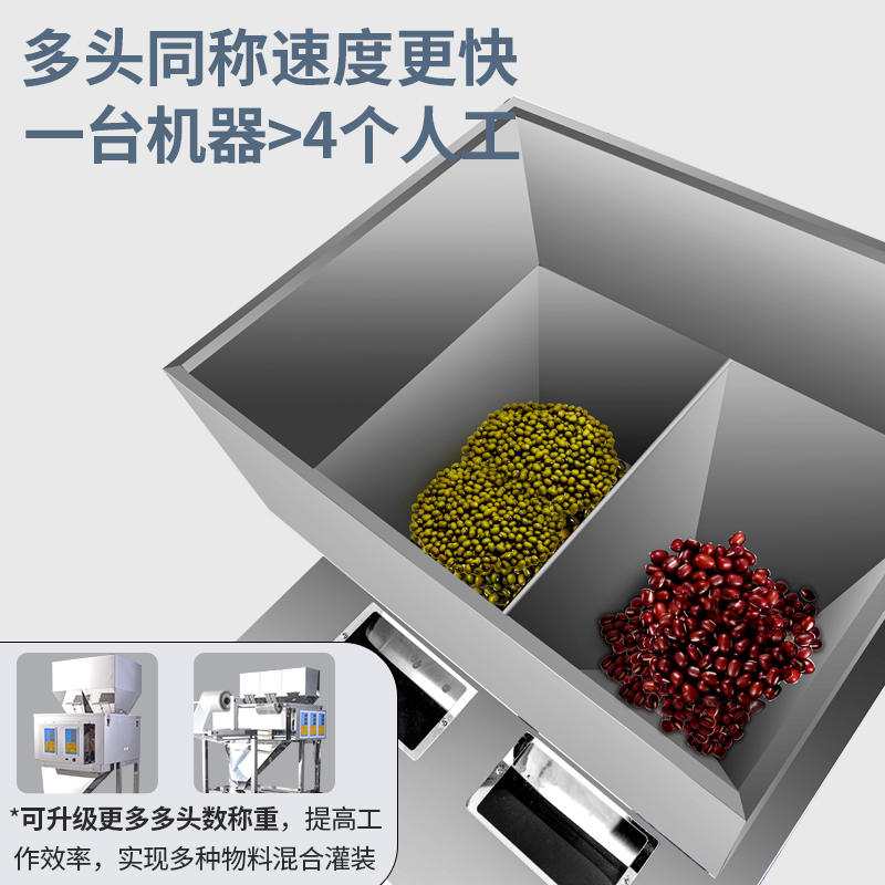 3头3000克全自动多头大定量粉末颗粒茶叶小米黄豆绿豆水果干蔬菜干灌装机分装机称重机包装机